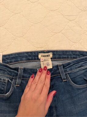 L'AGENCE Women's Dark Blue Denim Jeans with High Waist